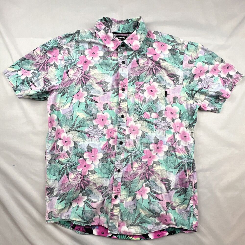 Hurley Classic Fit Button Up all Over Print Hawaii Men’s Shirt Small